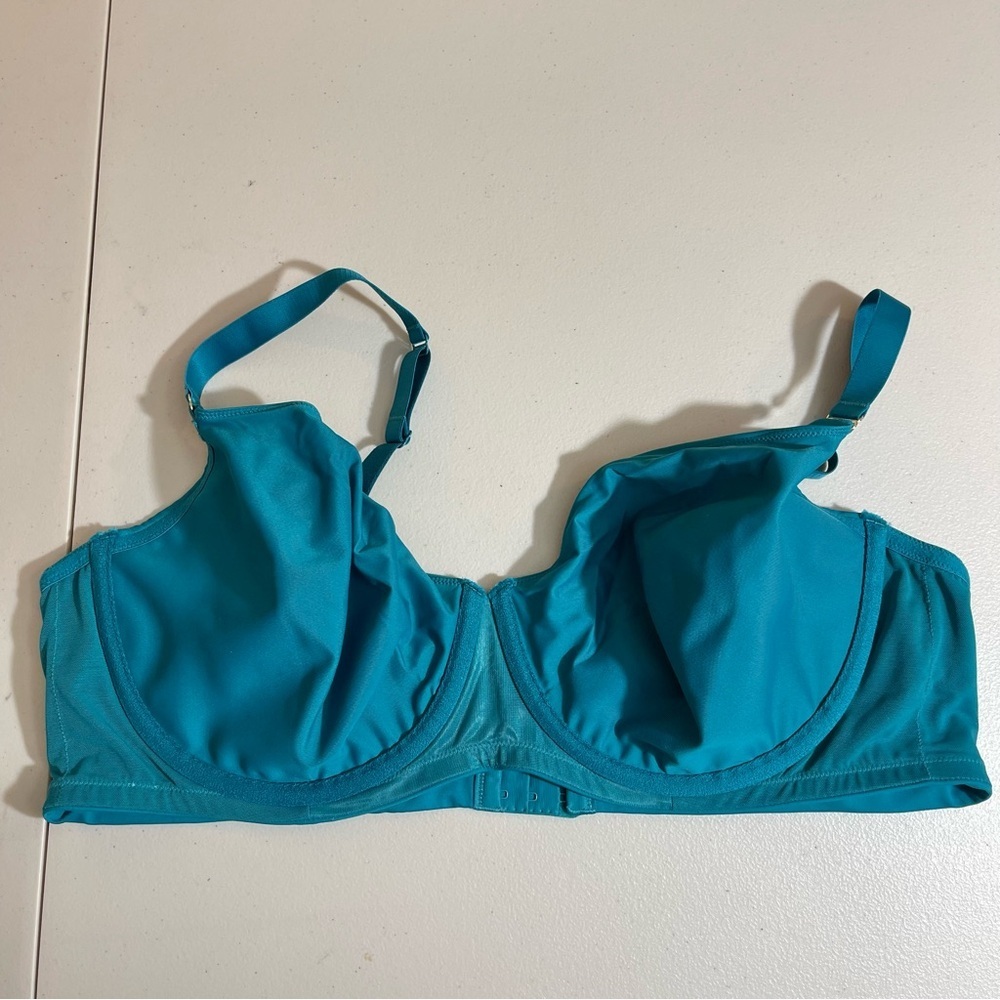 Cacique Unlined Balconette Teal Underwire Bra Women Size 46DD - Picture 3 of 6